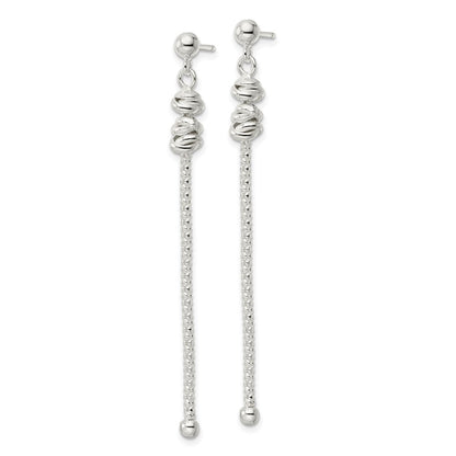 Sterling Silver Fancy Knot W/Chain Post Dangle Earrings