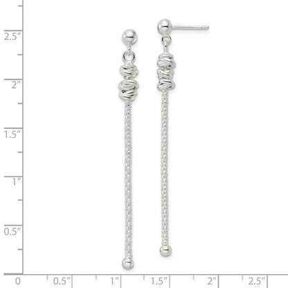 Sterling Silver Fancy Knot W/Chain Post Dangle Earrings