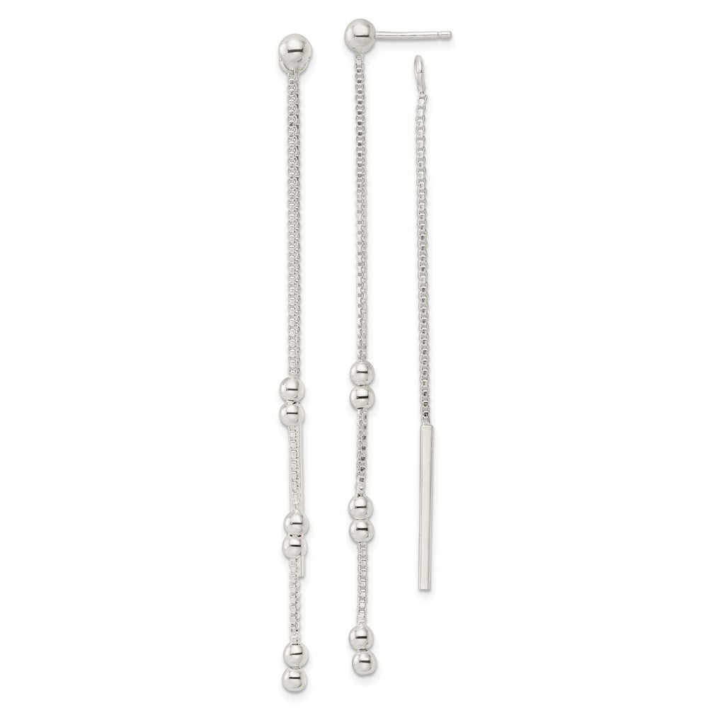 Sterling Silver Chain And Bar Dangle Post Earrings