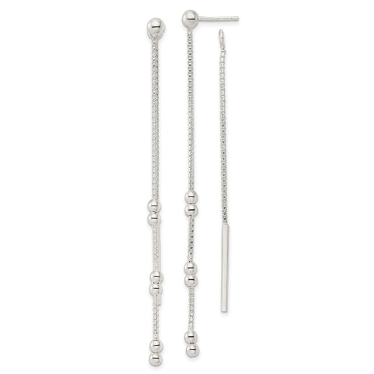 Sterling Silver Chain And Bar Dangle Post Earrings