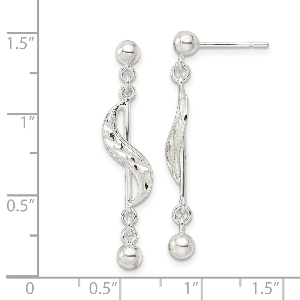 Sterling Silver Polished & Diamond-Cut Swirl Dangle Earrings