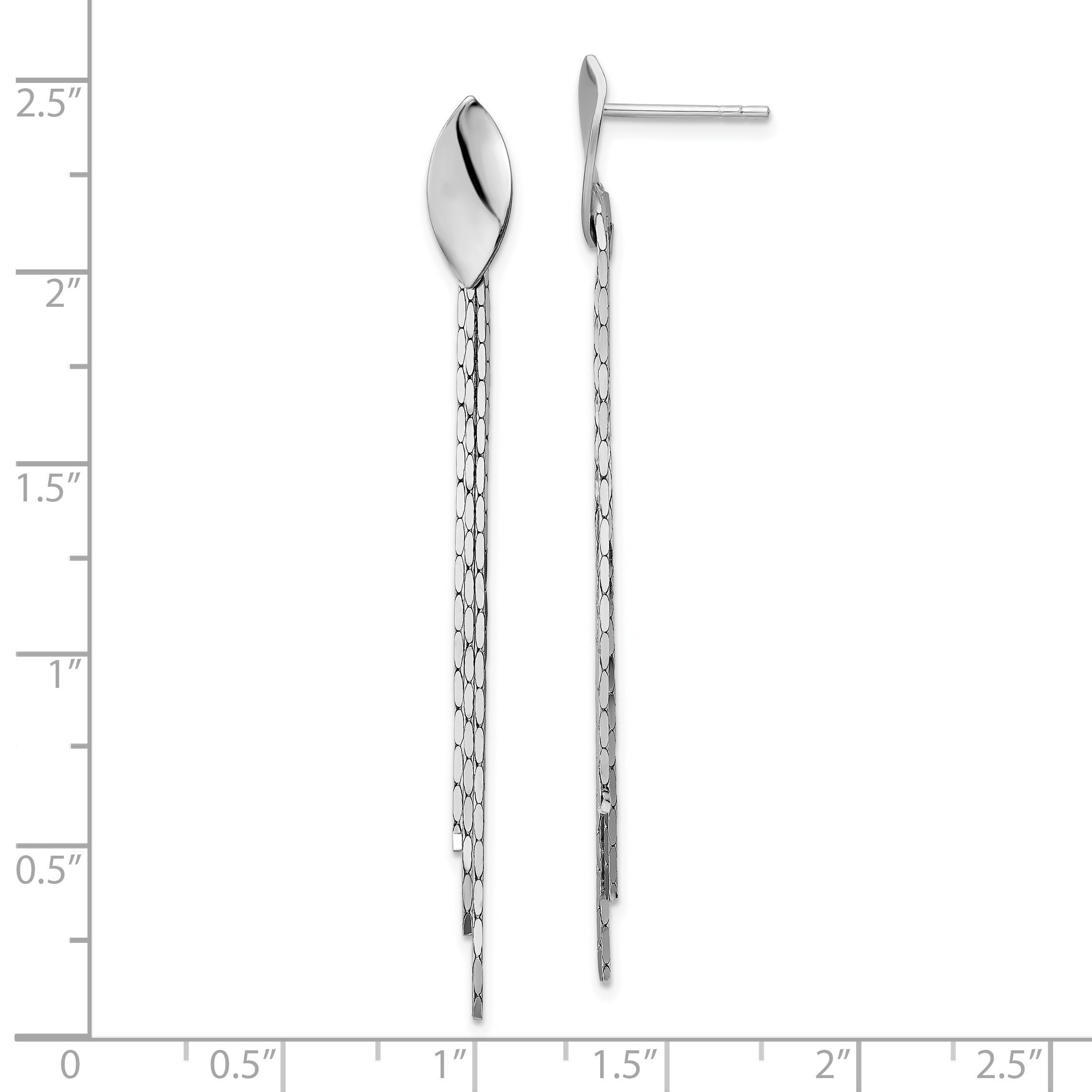 Sterling Silver Rhodium-Plated Polished Fancy Chain Post Dangle Earrings