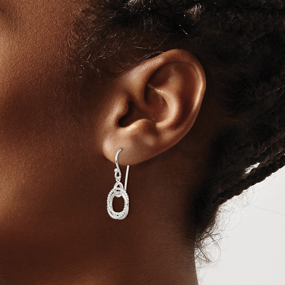 Sterling Silver Polished Intertwined Circles Dangle Earrings