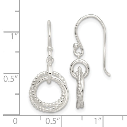 Sterling Silver Polished Intertwined Circles Dangle Earrings