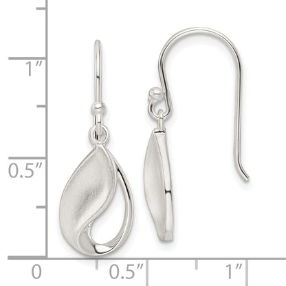 Sterling Silver Polished And Satin Fancy Teardrop Dangle Earrings