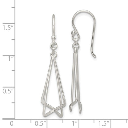 Sterling Silver Polished Fancy Triangle Dangle Earrings