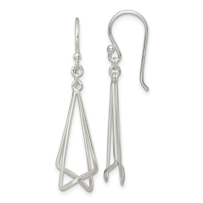 Sterling Silver Polished Fancy Triangle Dangle Earrings