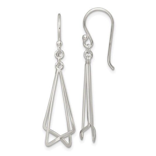 Sterling Silver Polished Fancy Triangle Dangle Earrings