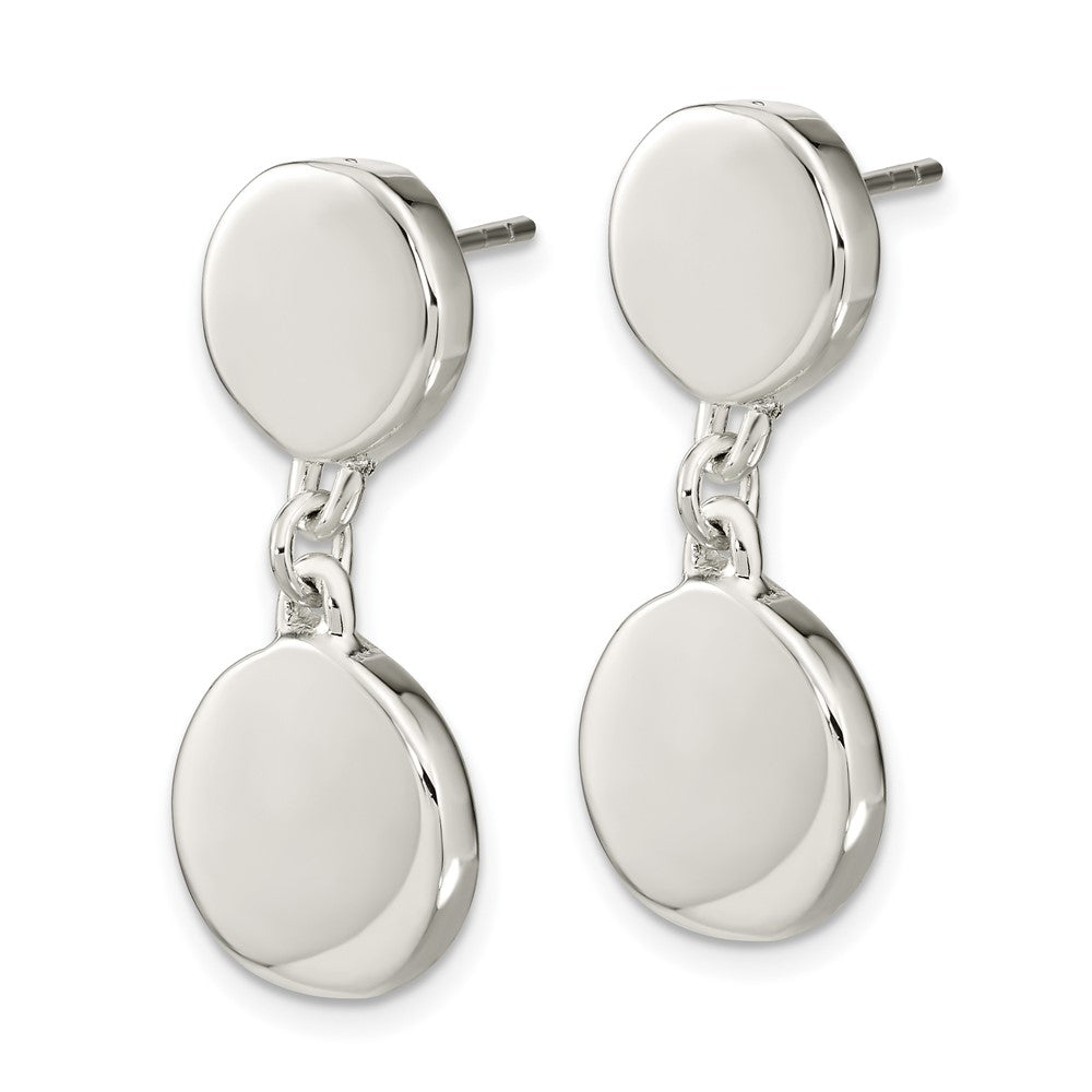 Sterling Silver Polished Discs Post Dangle Earrings
