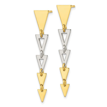 Sterling Silver & Gold-Tone Fancy Triangles Post Dangle Earrings