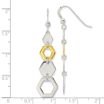 Sterling Silver & Gold-Tone Polished Hexagon Dangle Earrings