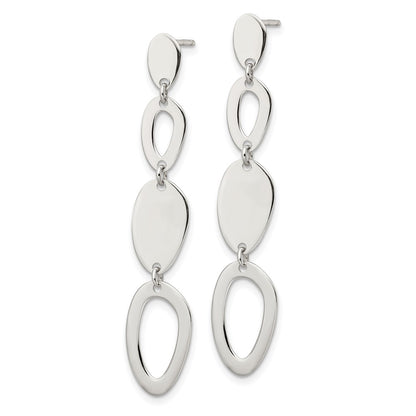 Sterling Silver Polished Fancy Ovals Post Dangle Earrings