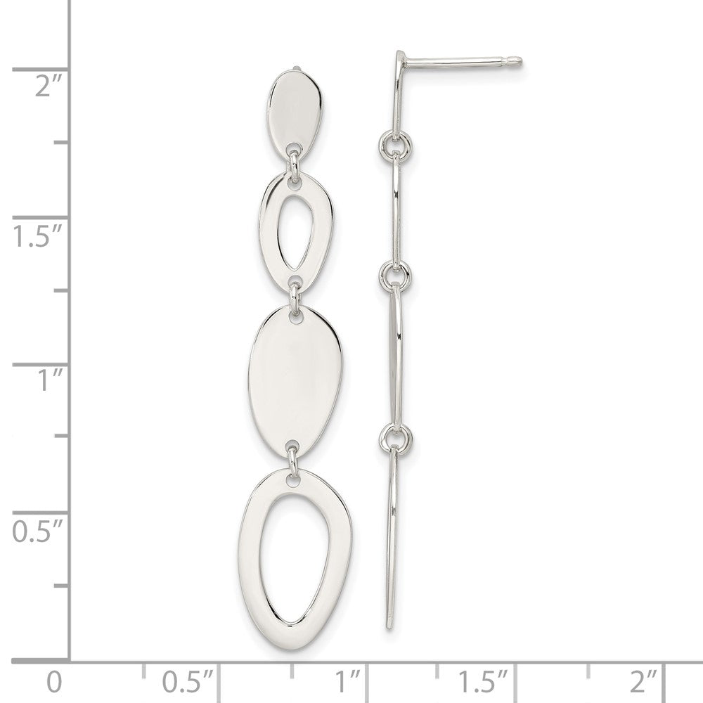 Sterling Silver Polished Fancy Ovals Post Dangle Earrings