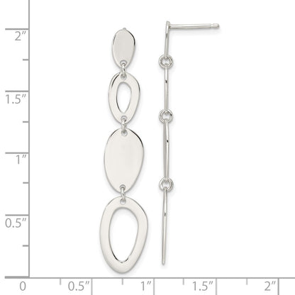 Sterling Silver Polished Fancy Ovals Post Dangle Earrings