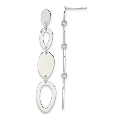 Sterling Silver Polished Fancy Ovals Post Dangle Earrings