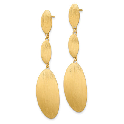 Ss/Gold Plated Sterling Silver Gold-Plated Brushed Triple Oval Post Dangle Earrings