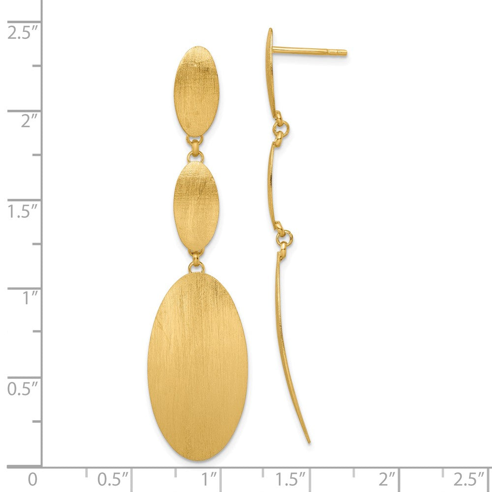 Ss/Gold Plated Sterling Silver Gold-Plated Brushed Triple Oval Post Dangle Earrings