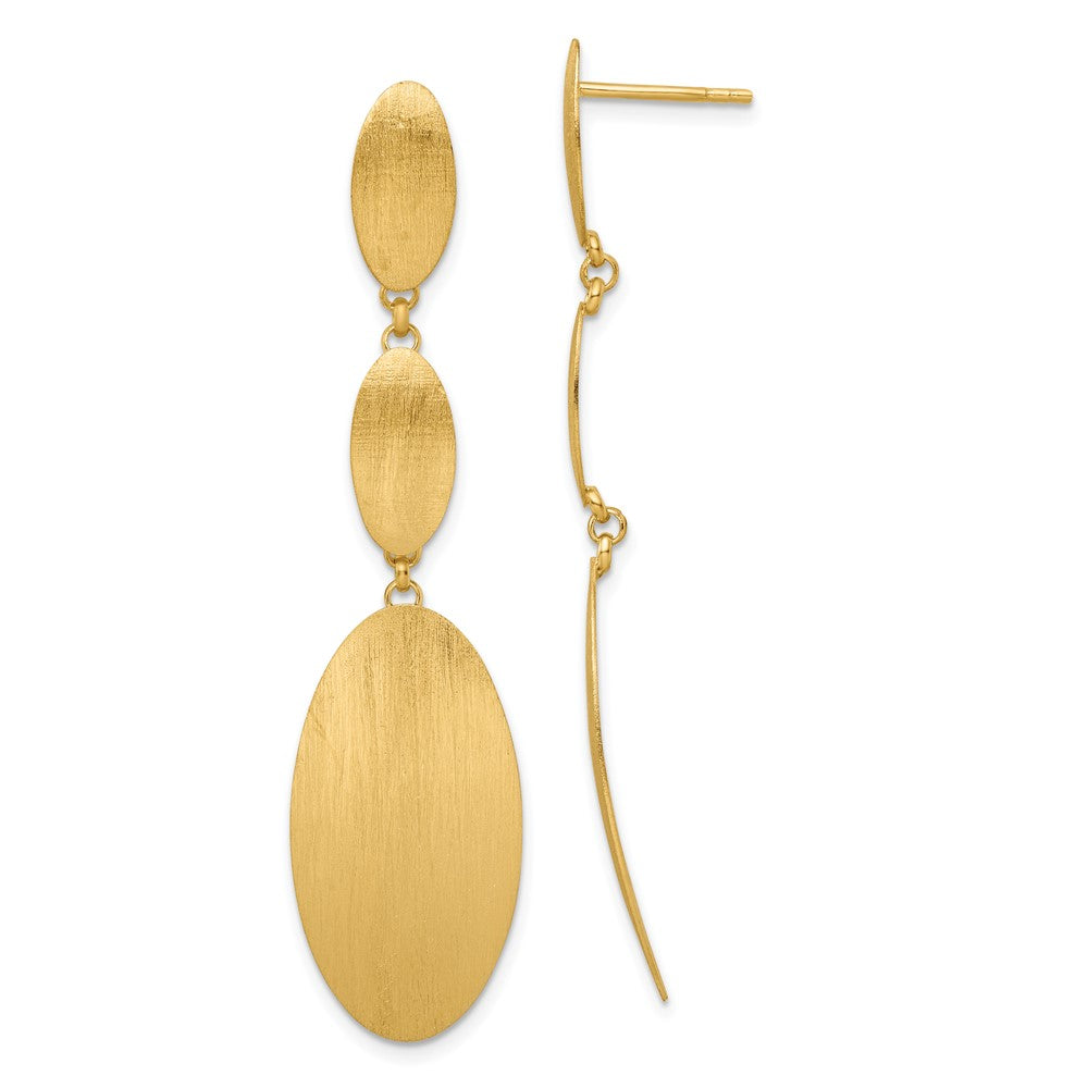 Ss/Gold Plated Sterling Silver Gold-Plated Brushed Triple Oval Post Dangle Earrings