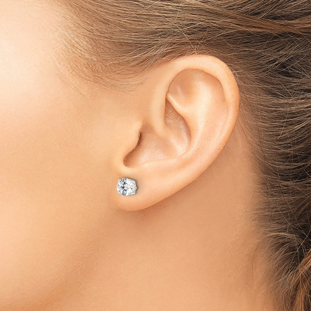 Sterling Silver Polished 6mm Round Cz Infinity Basket Set Stud Earrings