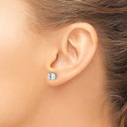 Sterling Silver Polished 6mm Round Cz Infinity Basket Set Stud Earrings