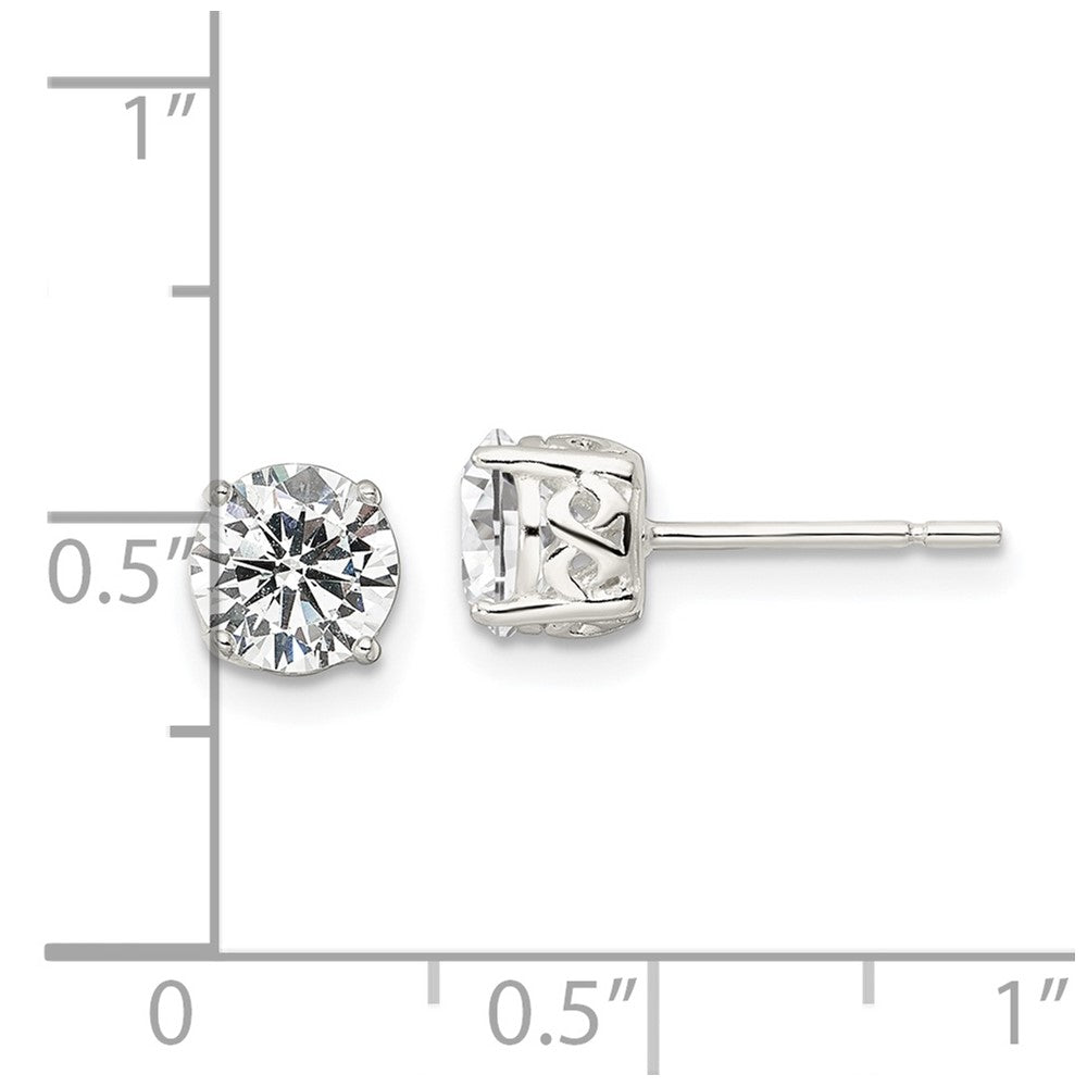 Sterling Silver Polished 6mm Round Cz Infinity Basket Set Stud Earrings