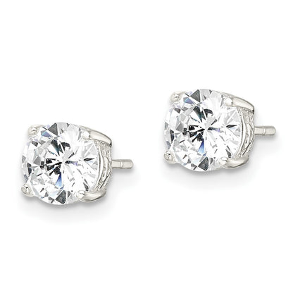 Sterling Silver Polished 6mm Round Cz Heart Basket Set Stud Earrings