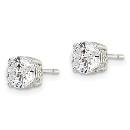 Sterling Silver Polished 6mm Round Cz Heart Basket Set Stud Earrings