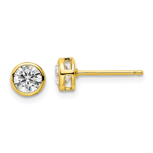 Sterling Silver Gold-Tone Polished 5mm Round Cz Bezel Set Stud Earrings