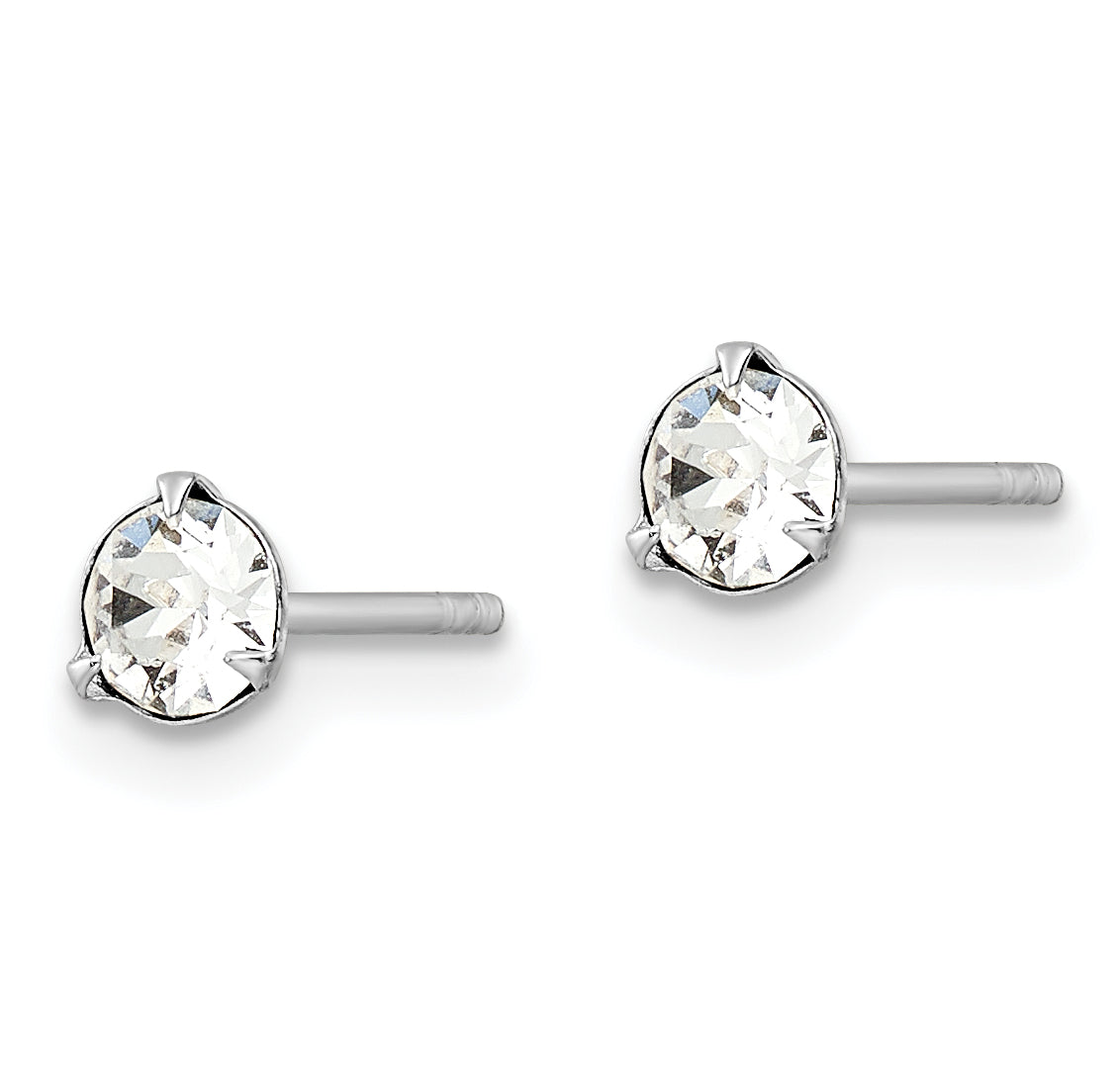 Sterling Silver Rhodium-Plated Polished Round 4.5mm Crystal Stud Earrings