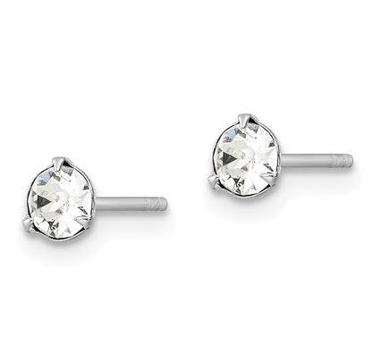 Sterling Silver Rhodium-Plated Polished Round 4.5mm Crystal Stud Earrings