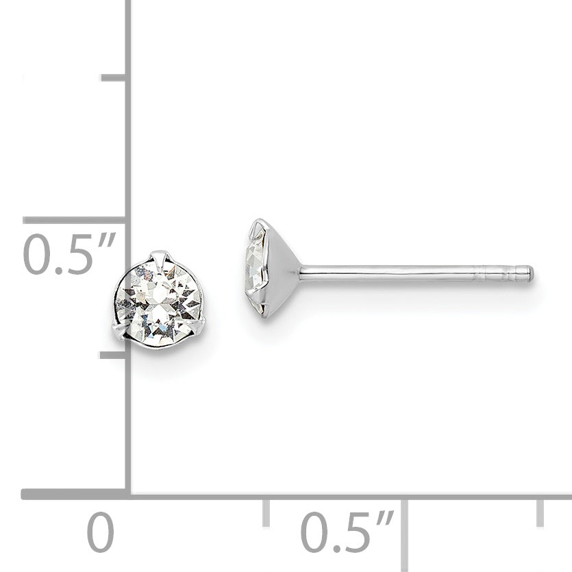Sterling Silver Rhodium-Plated Polished Round 4.5mm Crystal Stud Earrings