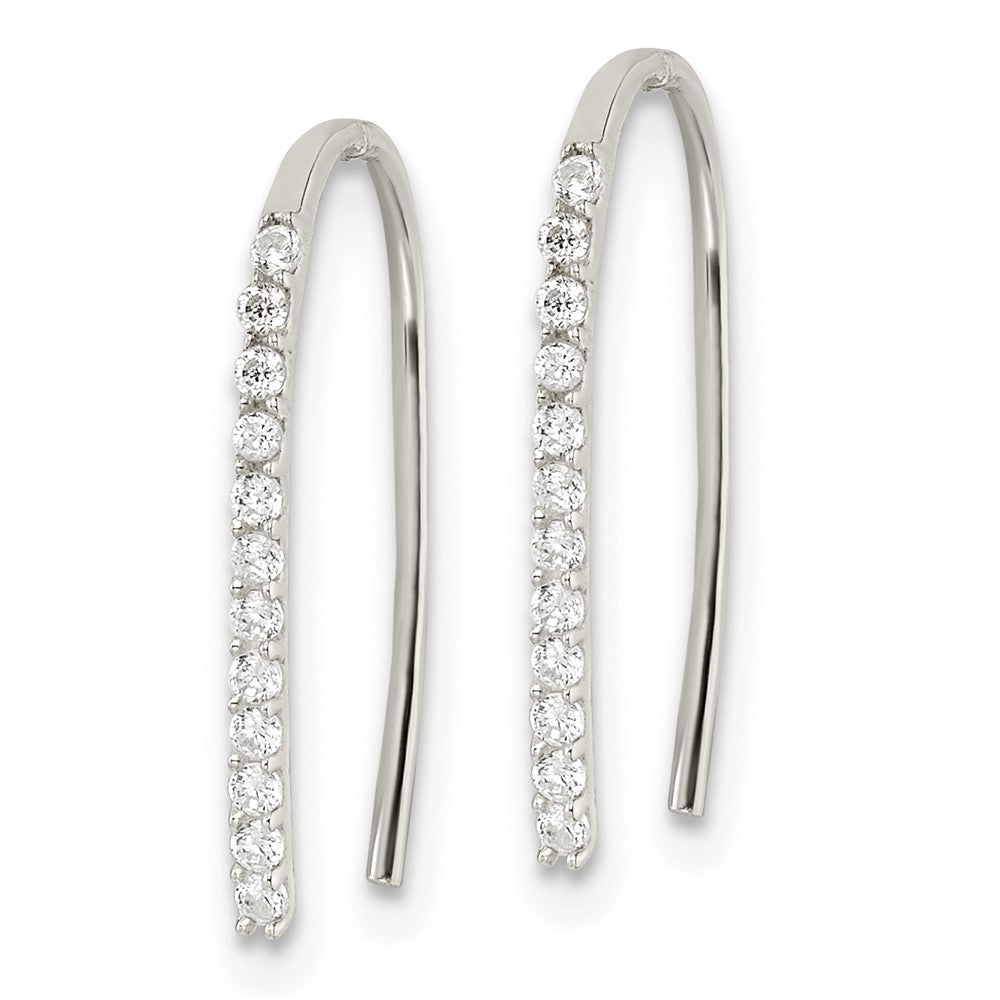Sterling Silver Polished Cz Threader Earrings