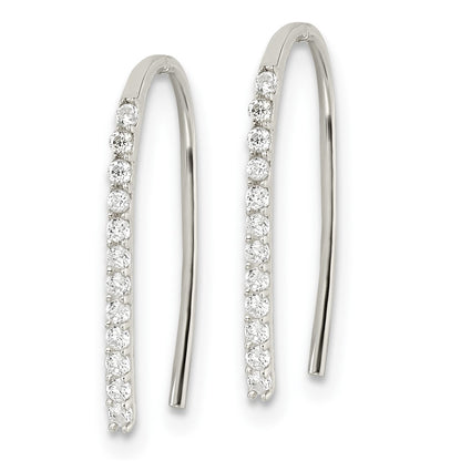 Sterling Silver Polished Cz Threader Earrings
