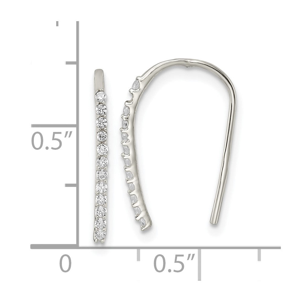 Sterling Silver Polished Cz Threader Earrings