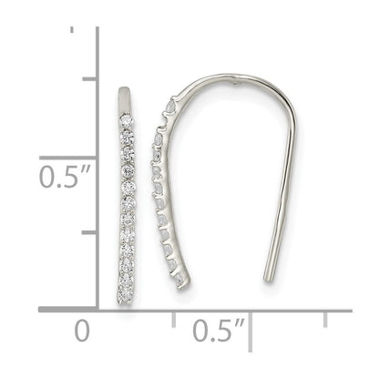 Sterling Silver Polished Cz Threader Earrings