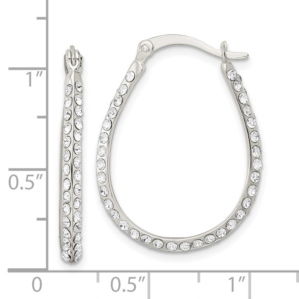 Sterling Silver Cz Oval Hoop Earrings