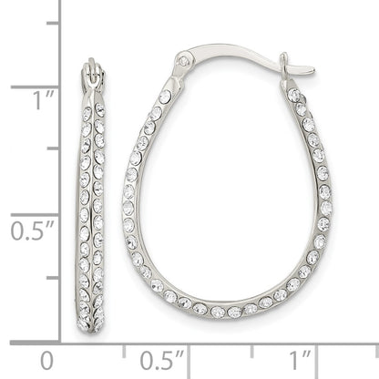 Sterling Silver Cz Oval Hoop Earrings