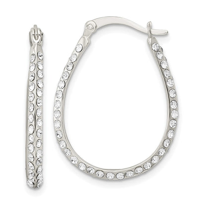 Sterling Silver Cz Oval Hoop Earrings