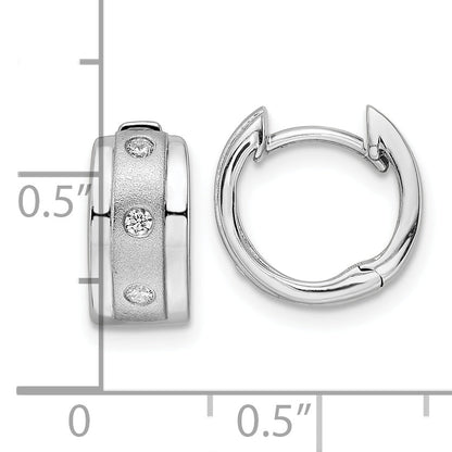 Sterling Silver Rh Polished Cz Hoop Earrings