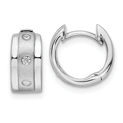 Sterling Silver Rh Polished Cz Hoop Earrings