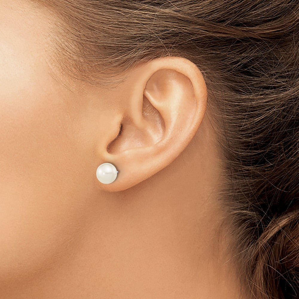 Sterling Silver Rh-Pl 8-9mm Set Of 3 Wt/Bk/Grey Button Fwc Pearl Earrings