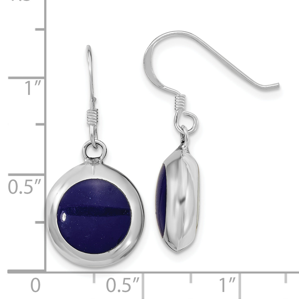 Sterling Silver Polished Round Synthetic Lapis & Mop Dangle Earrings