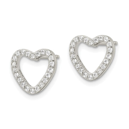 Sterling Silver Cz Heart Post Earrings
