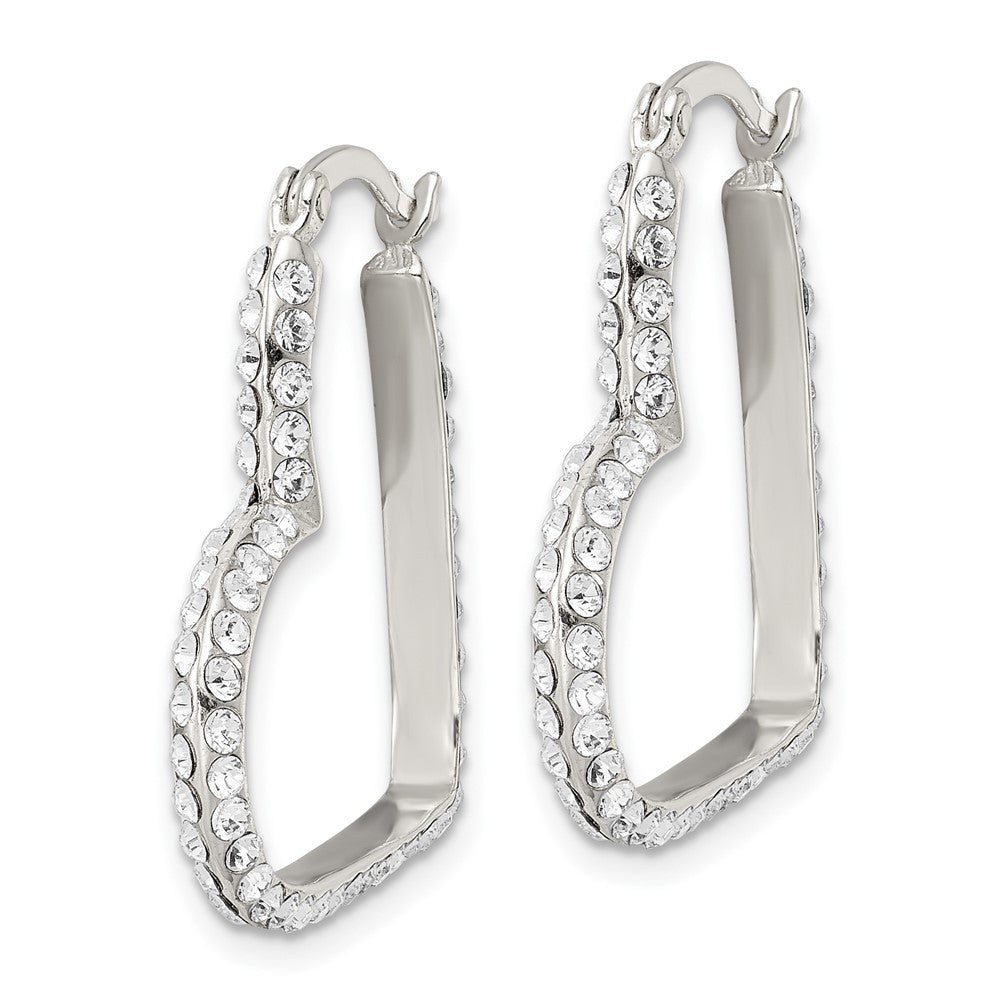 Sterling Silver Cz Heart Hoop Earrings