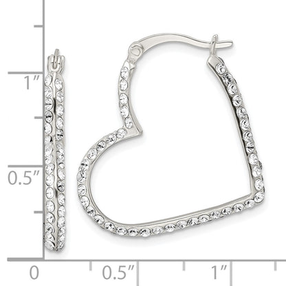 Sterling Silver Cz Heart Hoop Earrings