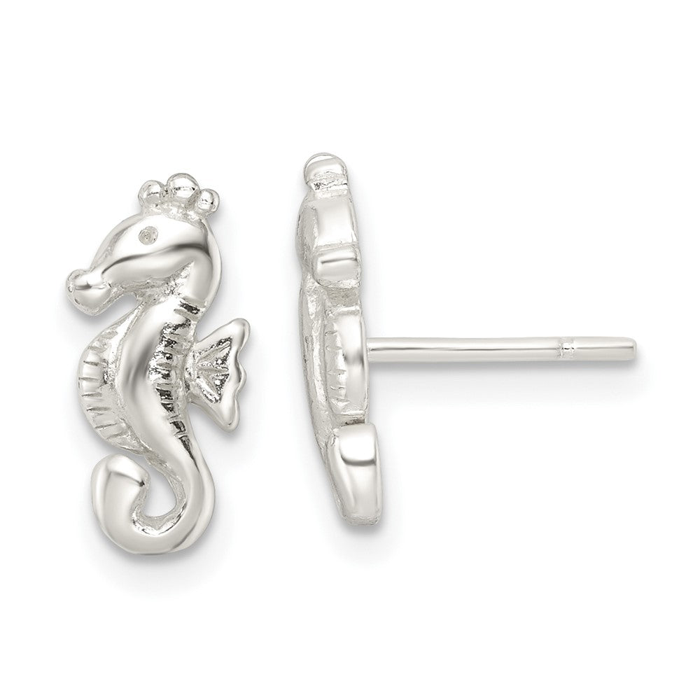 Sterling Silver Polished Seahorse Post Earrings