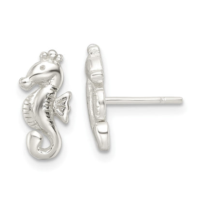 Sterling Silver Polished Seahorse Post Earrings