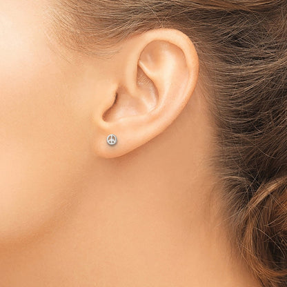 Sterling Silver Polished Peace Sign Post Earrings