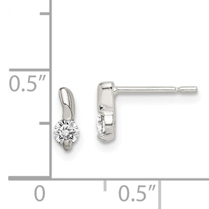 Sterling Silver Polished Cz Post Earrings