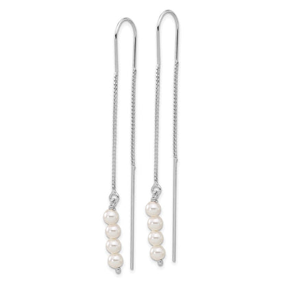 Sterling Silver Rhodium-Plated Freshwater Cultured Pearl Threader Earrings